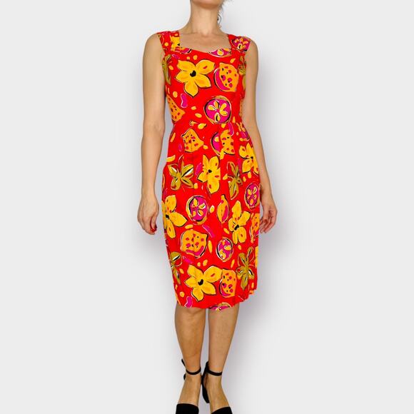 90s‎ R.J. Stevens Orange and Yellow Dress - Picture 1 of 6